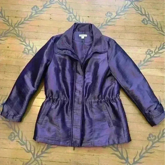 Coldwater Creek Lightweight Puffer Raincoat Size M (10-12) Metallic Purple Cozy - Picture 13 of 15